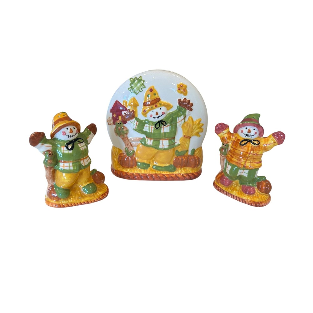 Kmart Be Thankful Scarecrow Napkin Holder Salt & Pepper‎ Shaker Set Fall Decor
